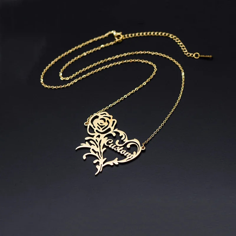 Özel ad gül kalp Charm kolye r - Birth Flower Necklace incelemesi ve fiyatı